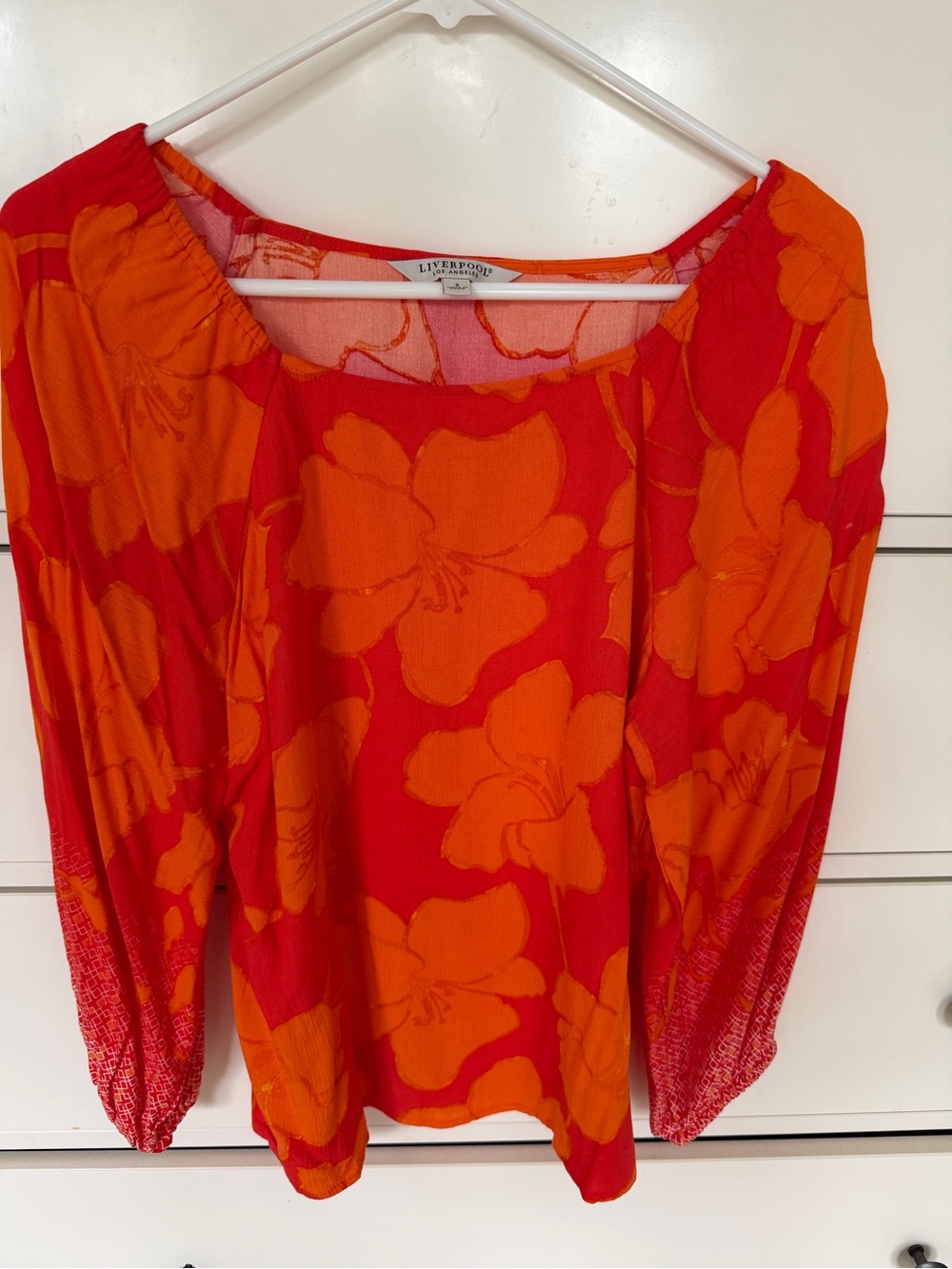 Liverpool Red & Orange Floral Off-Shoulder Tunic